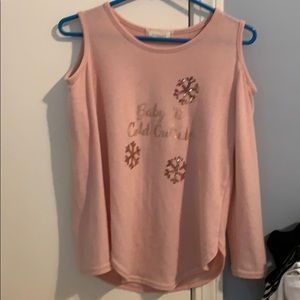 Pink long sleeve off the shoulder top